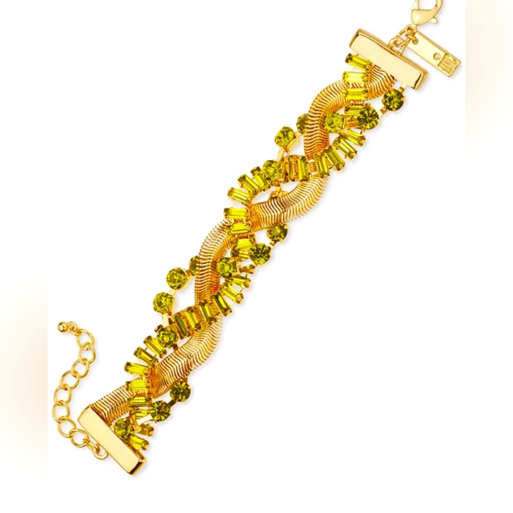 INC International Concepts Crystal & Snake Chain Twisted Flex Bracelet